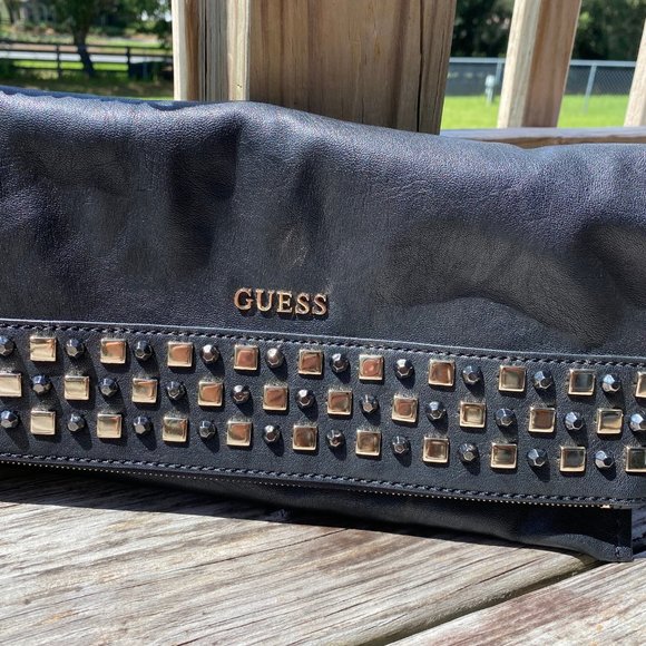 Guess envelope clutch w/ silver & black studs, - Picture 2 of 10